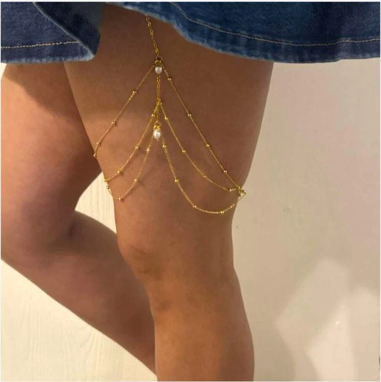 Gold thigh chain white pearls 2892 at 9.99€ – photo 3